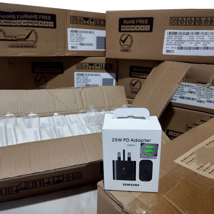 پک 10 عددی شارژر دیواری 25 وات اصل سامسونگ مدل 25W EP-TA800 | FAST CHARGE ویتنام گارانتی 6 ماهه تعویض