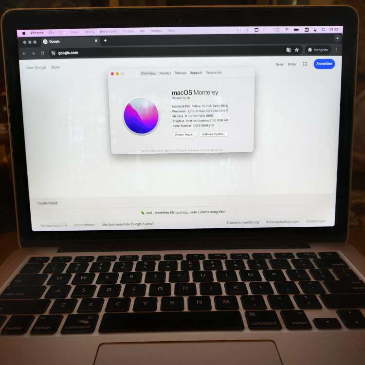 لپ تاپ استوک اپل مک بوک پرو 15 مدل 2015 با پردازنده Core i5