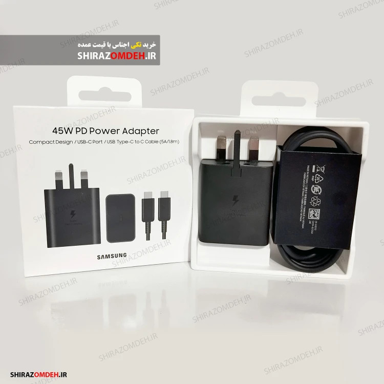 شارژر 45 وات سامسونگ بهمراه کابل 1.8 ساخت ویتنام مدل EP-T4510XBEGAE