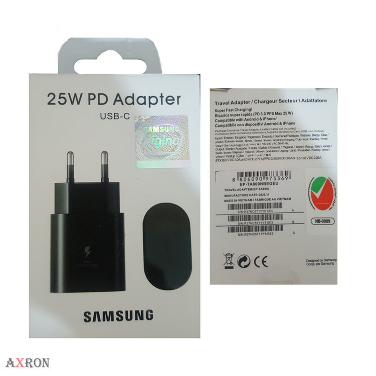 آداپتور (کلگی شارژر) دو پین اصلی سامسونگ Galaxy A35 5G